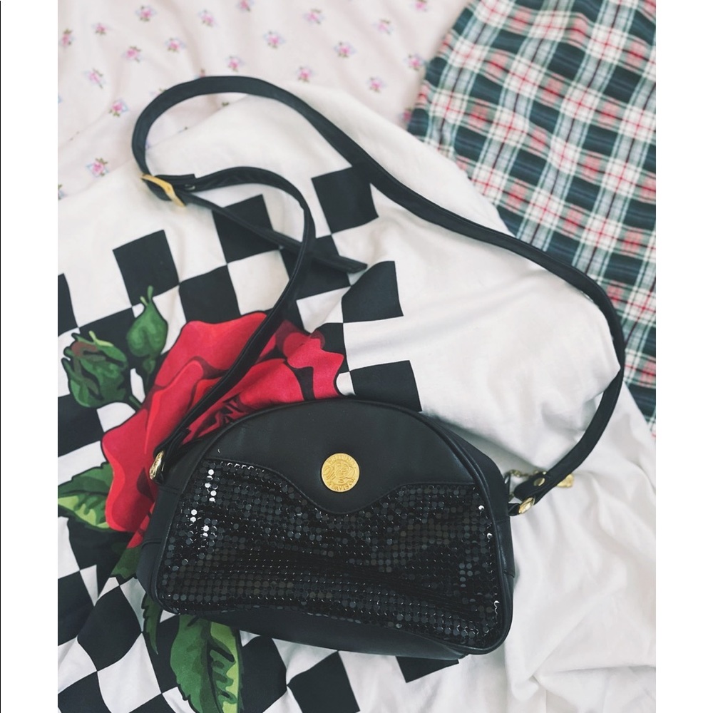 Whiting and Davis 1980's Vintage Metal Mesh & Leather Purse